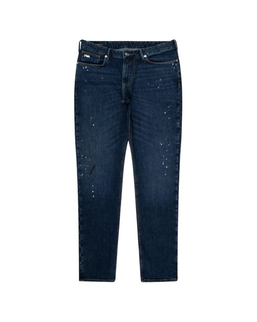 Emporio Armani Blue J06 Paint Splattered Jeans for men