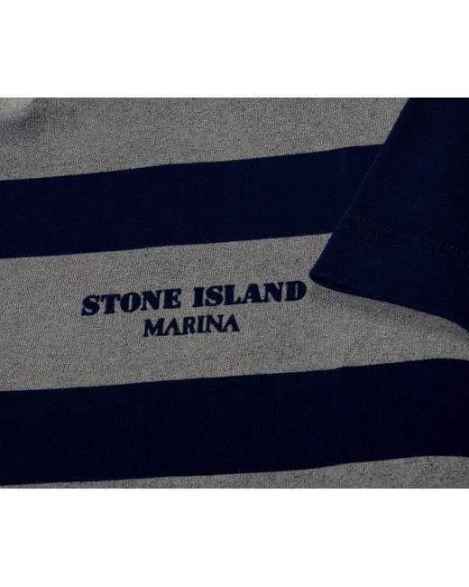 Stone Island Marina Old Treatment Bar Striped Polo Blue for men