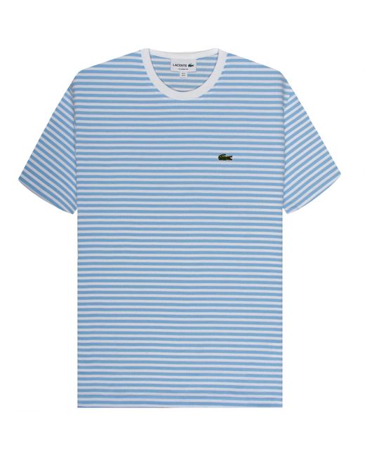 Lacoste Striped Heavy Cotton T-shirt Sky Blue/white for men