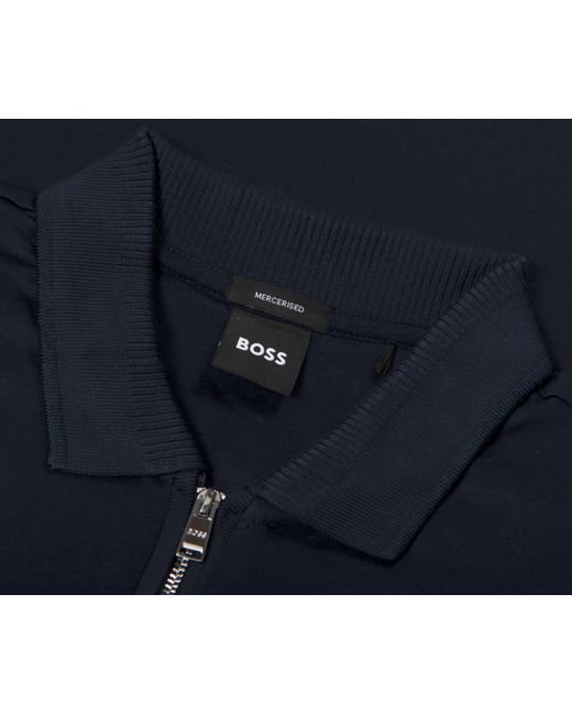 Boss Polston 1/4 Zip Polo Dark Blue for men