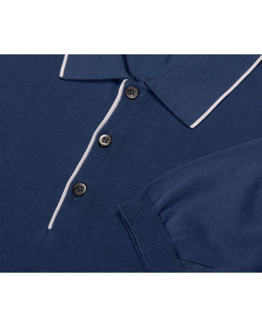 Canali Cotton Polo With Piping Sky Blue for men