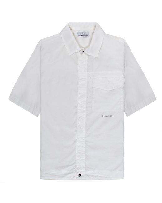 Stone Island Ss Garment Dyed Relaxed Shirt White for men
