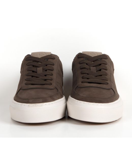 Moncler Monclub Stitched Suede Trainer Brown for men