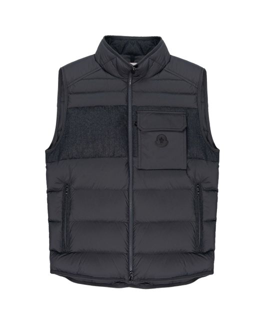 Moncler Blue Estagnour Wool Flannel Trim Gilet for men