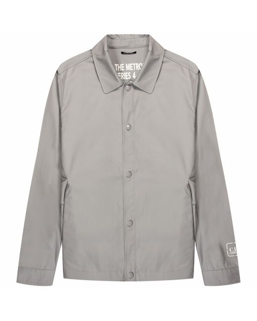 C P Company Gray Metropolis Full Button Overshirt Drizzle Grey for men