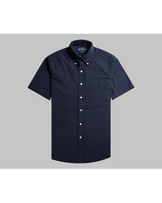 ralph lauren navy blue short sleeve shirt