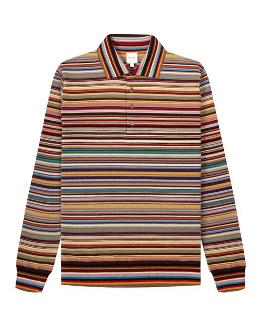 Paul Smith Brown Signature Stripe Ls Knit Polo Multi for men