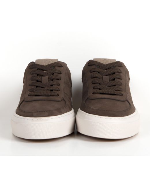 Moncler Brown Monclub Stitched Suede Trainer for men