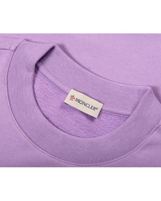Moncler Stamp Logo Crew Neck Sweatshirt Purple for men