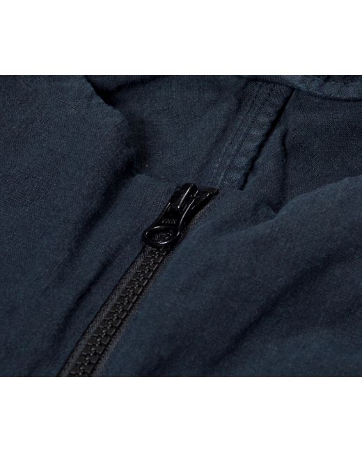 Stone Island Blue 1/4 Zip Mixed Linen Hooded Knit Navy for men