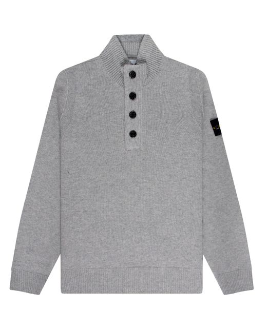 Stone Island Gray 1/4 Button Knitted Jumper Melange Grey for men