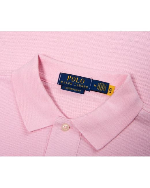 Polo Ralph Lauren Pink Custom Slim Fit Mesh Polo Shirt for men