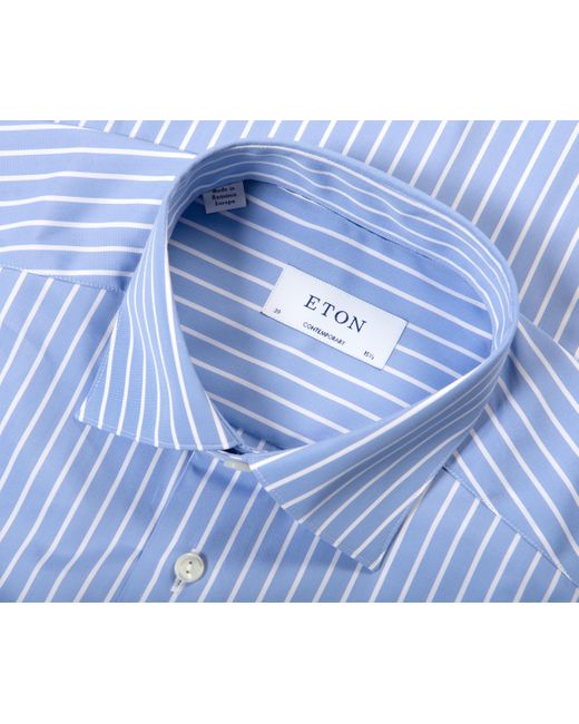 Eton of Sweden Striped Woven Poplin Shirt Light Blue for men