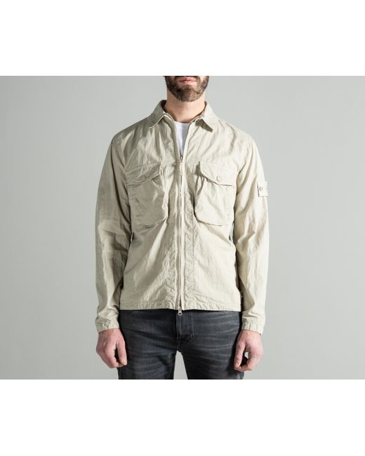 Stone Island 'ghost Collection' Resin Cotton Zip Overshirt Beige in Stone  (Natural) for Men | Lyst UK
