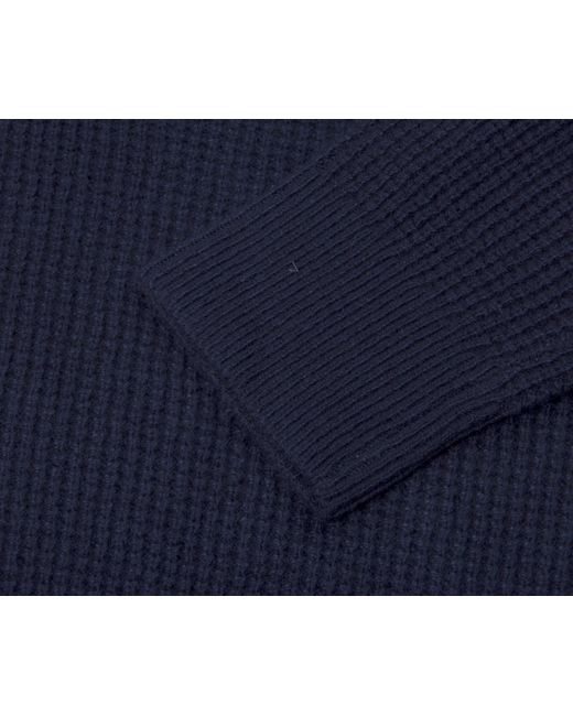 Polo Ralph Lauren Blue Textured Wool 1/4 Zip Sweater Navy for men