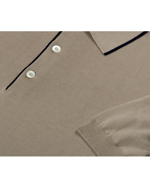 Canali Multicolor Cotton Polo With Piping Beige for men