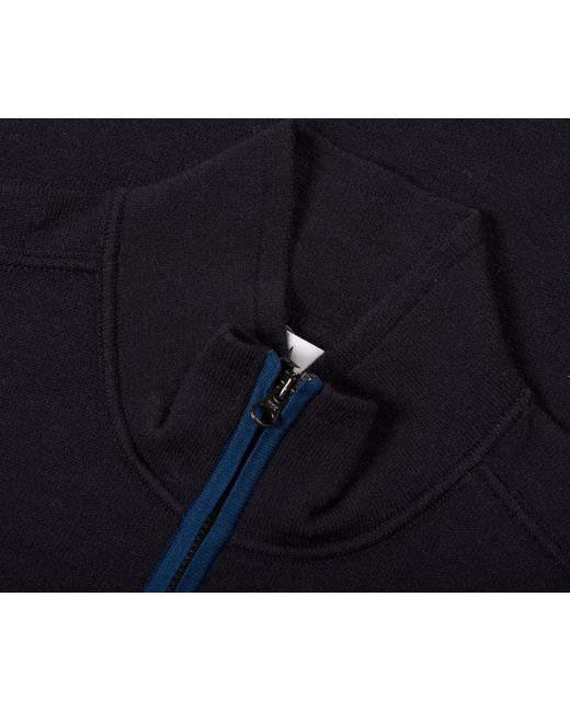 Stone Island Blue Stretch Wool 1/4 Zip Knit Navy for men