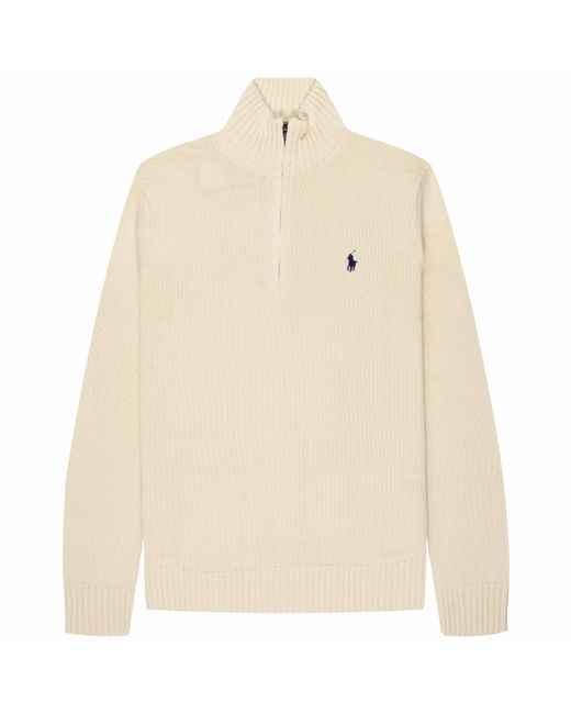 Polo Ralph Lauren Natural Cotton 1/4 Zip Rib Knit Cream for men