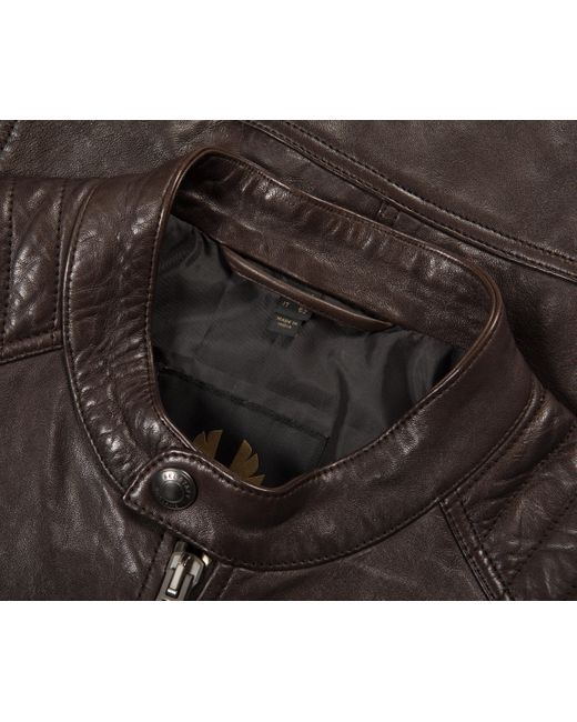 Belstaff Brown V Racer Leather Jacket Ebony for men