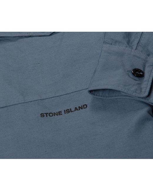 Stone Island Ls Cotton Linen Shirt Blue for men