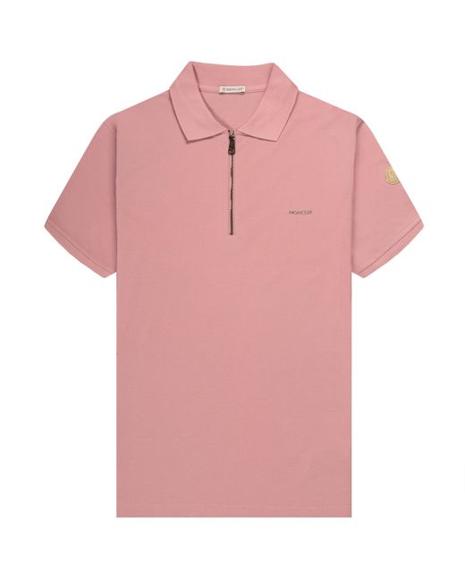 Moncler Ss Quartre Zip Polo Pink for men
