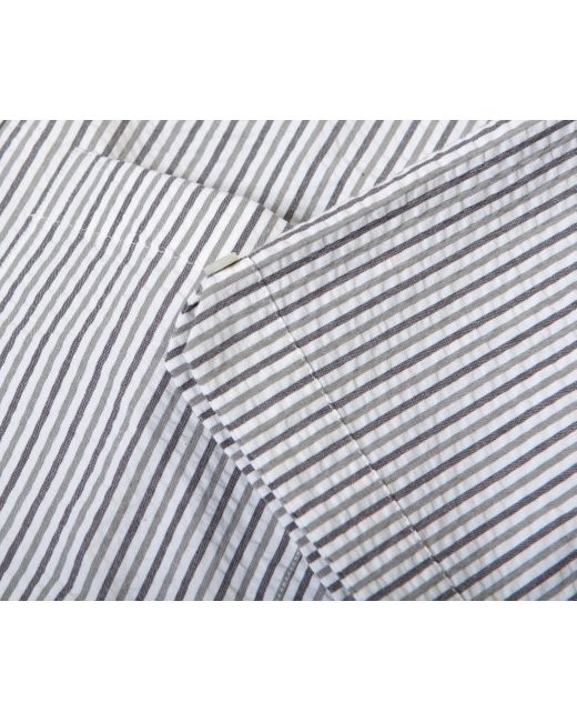 Thom Browne Gray Seersucker Rounded Collar Shirt White/grey for men