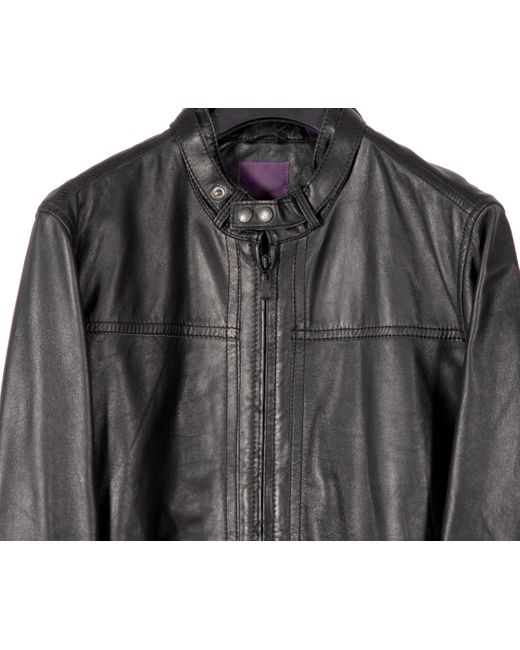 Pockets Re- Ted Baker Leather Bomber Jacket Black for men