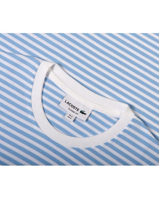 Lacoste Striped Heavy Cotton T-shirt Sky Blue/white for men