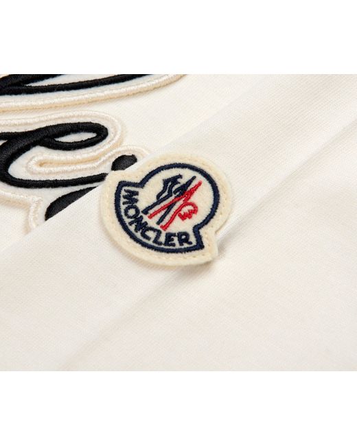 Moncler Natural Embroidered Varsity Logo T-Shirt for men