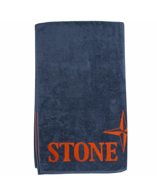 Stone Island Embroidered Beach Towel Blue/orange for men