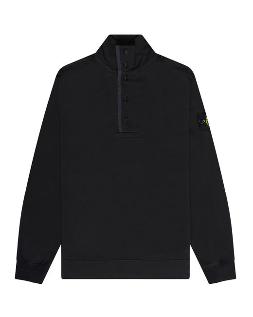 Stone Island 1/4 Button Sweatshirt Black for men