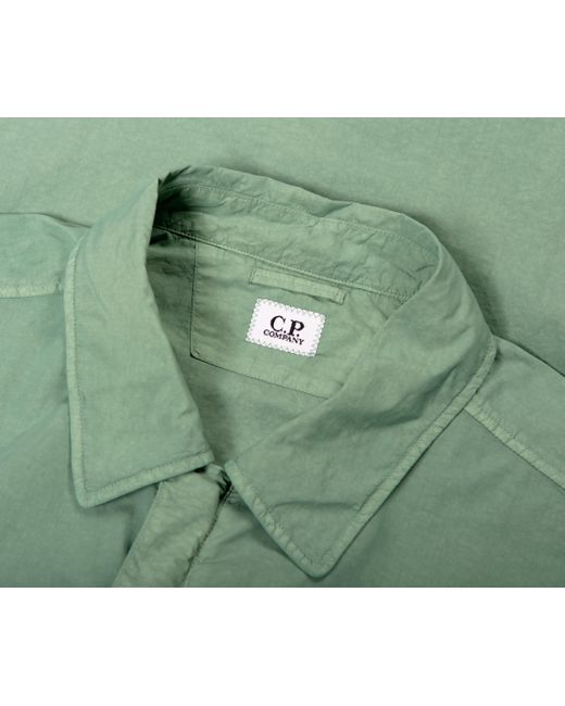 C P Company Embroidered Logo Overshirt Green for men