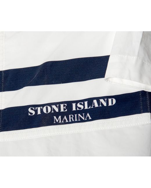 Stone Island Marina Ss Plated Cotton Shirt White for men