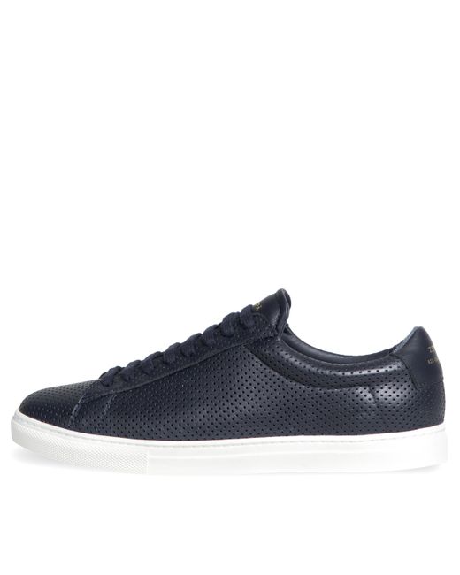 Pockets Blue Zespa 'zsp4' Nappa Perforated Leather Trainer Navy for men