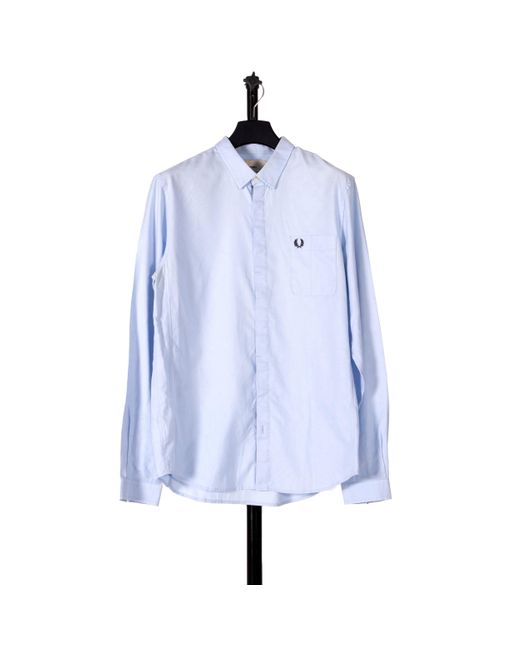 Pockets Re- Fred Perry Bradley Wiggins Ls Shirt Sky Blue for men
