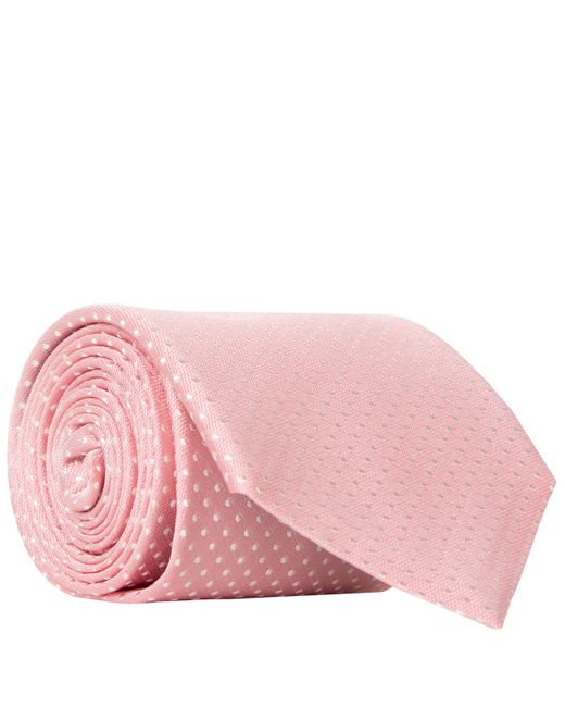 Canali Polka Dot Silk Tie Pink/white for men
