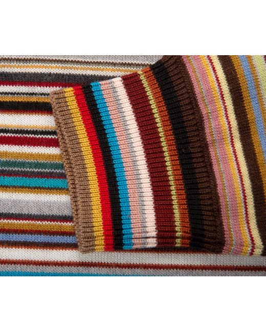 Paul Smith Brown Signature Stripe Ls Knit Polo Multi for men
