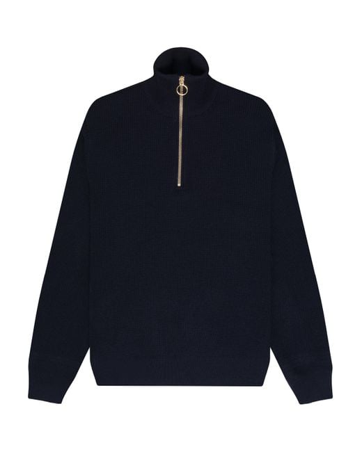 Paul & Shark Blue Chunky Knitted 1/4 Zip Navy for men