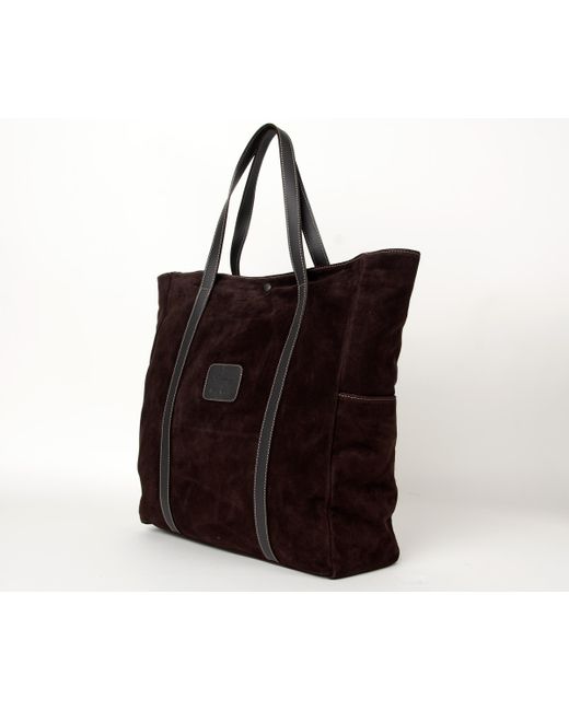 Pockets Calabrese Shopping Suede Tote Bag Chocolate Brown for men