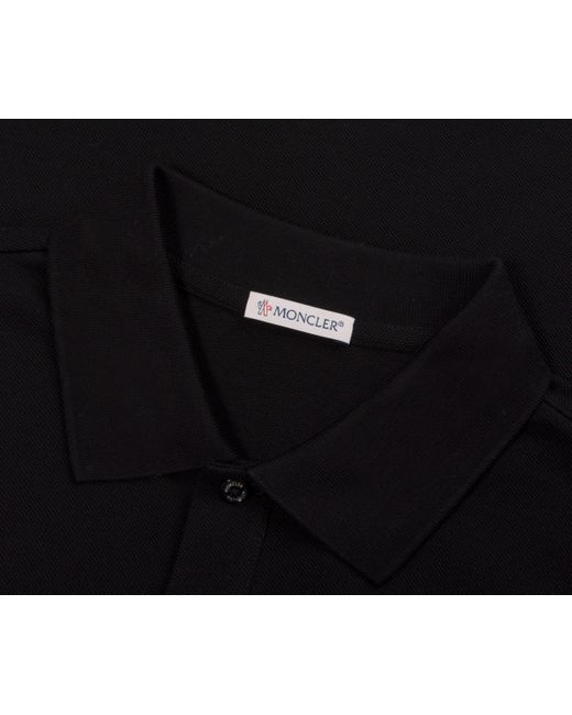 Moncler Black Embroidered Varsity Logo Polo for men