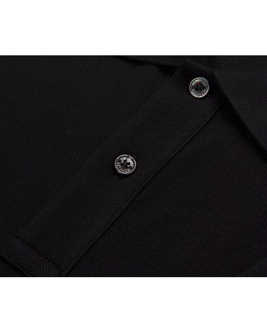 Moncler Black Embroidered Varsity Logo Polo for men