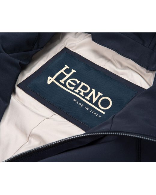 Herno Blue Hooded Trench Coat for men