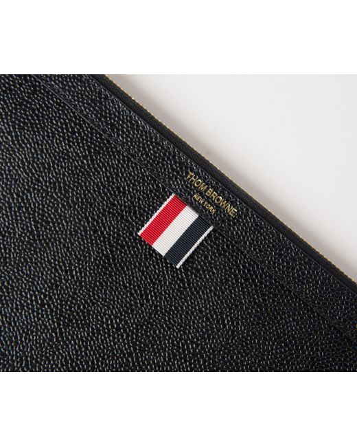 Thom Browne Black Small Tablet Leather Clutch for men