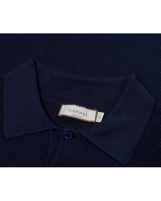 Canali Blue Micro-Structured Polo for men