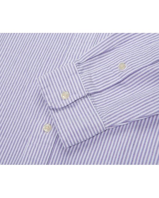 Polo Ralph Lauren Blue Striped Custom Fit Ls Shirt for men