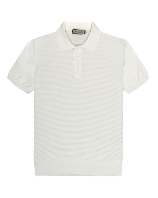 Canali Textured Knitted Polo White for men