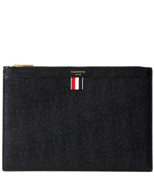 Thom Browne Black Small Tablet Leather Clutch for men