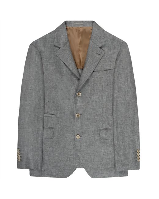 Brunello Cucinelli Gray Textured Linen Sb Blazer Grey for men