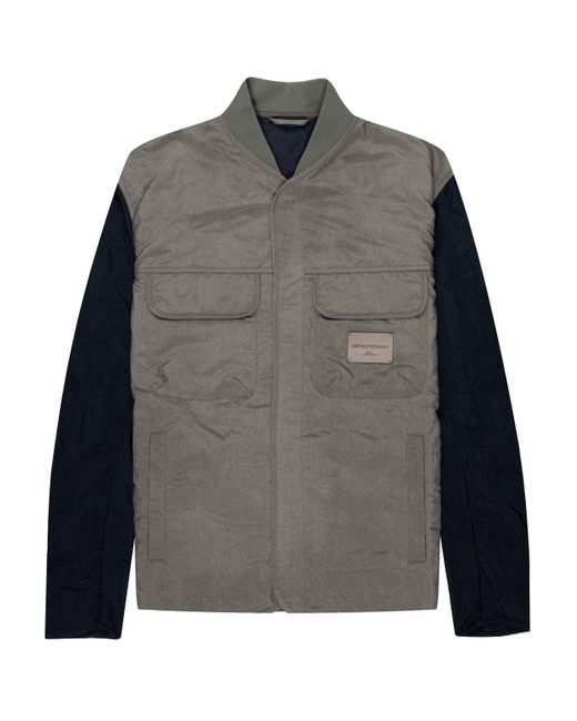 Emporio Armani Gray Quilted Bomber Jacket for men