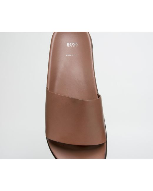 hugo boss leather sliders